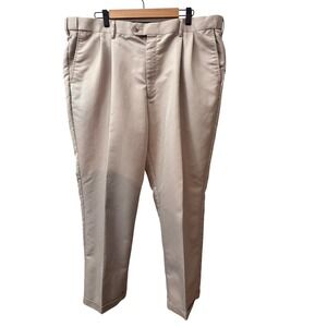 Mens Pleated Cuffed Dress Pants Trousers Light Tan Stone 40x29 Business Casual